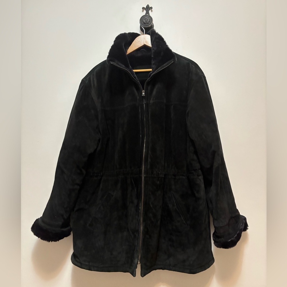 Cherokee Black Suede Faux Fur Jacket